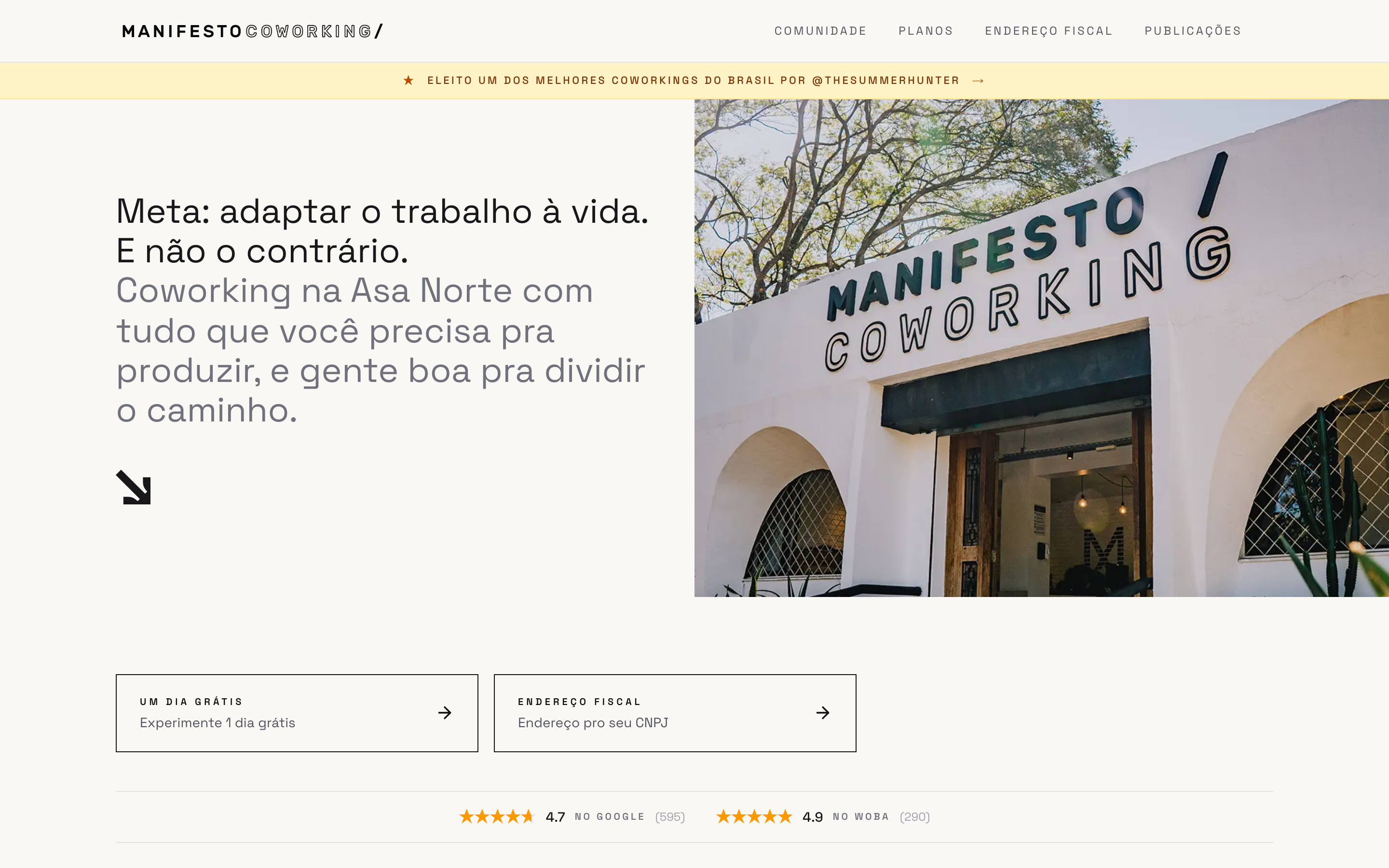 Manifesto Coworking homepage
